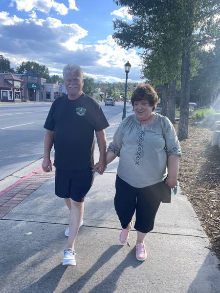 Gary taking a walk with family